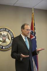 Mississippi Secretary of State Delbert Hosemann talking with YMP students. Hosemann offered suggestions for new business owners to go to his office’s Y’all Business site for guidance on where and how to start a business.