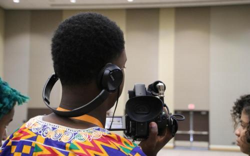 Raha Maxwell covering Jackson Mayor Chokwe A. Lumumba's official first day in office.